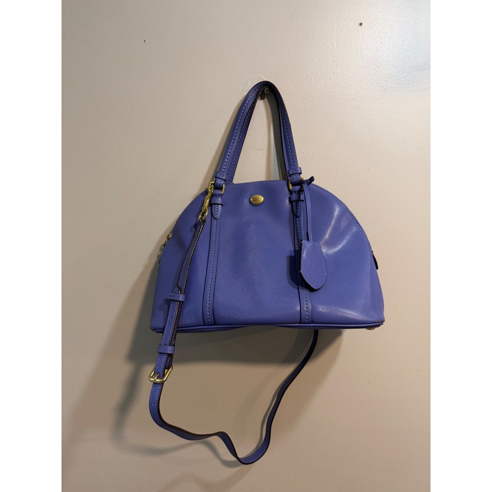 Coachโ Peyton Cora Domed Satchel Periwinkle Blue Saffiano Leather Bag F25671